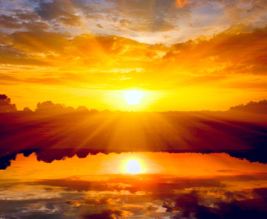 Sunset reflected on water, with the words Through the Eyes of an Educator: Positive Energizers